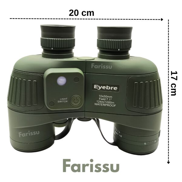 Profesyön 10x50 mm Azot Dolu Su Geçirmez Denizci Dürbünü – Işıklı Pusulalı, Profesyonel Optik Dürbün