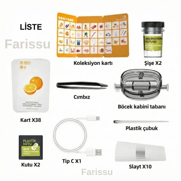 LCD Ekranlı Taşınabilir Dijital Mikroskop Seti – 3’ü 1 Arada (El Tipi + Masaüstü + Canlı Böcek Kabini)