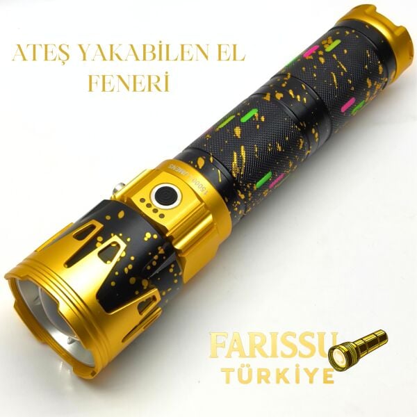 15000 Lümen 150W Ateş Yakabilen Zoomlu El Feneri 15600 mAh Güçlü Işık 15 Saat Çalışma