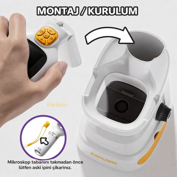 Çocuklar İçin Dijital Mikroskop 1000X | HD Ekranlı, LED Işıklı, Type-C Şarjlı Eğitim Seti