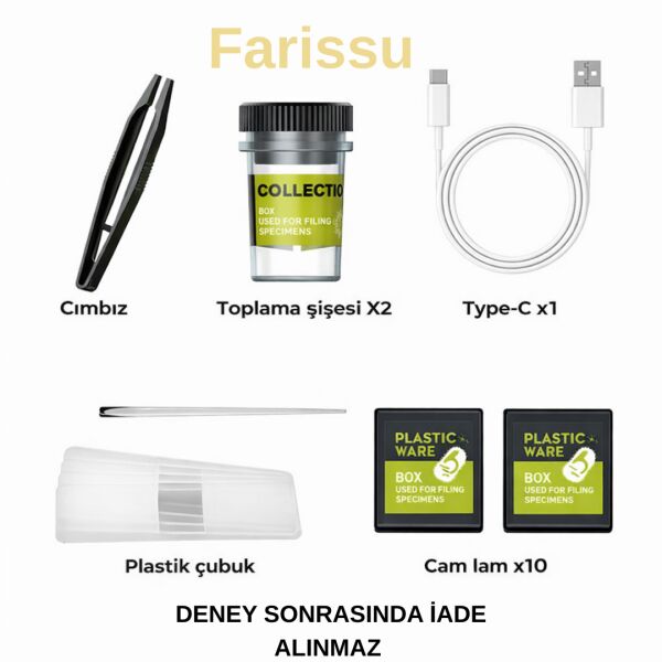 Çocuklar İçin Dijital Mikroskop 1000X | HD Ekranlı, LED Işıklı, Type-C Şarjlı Eğitim Seti