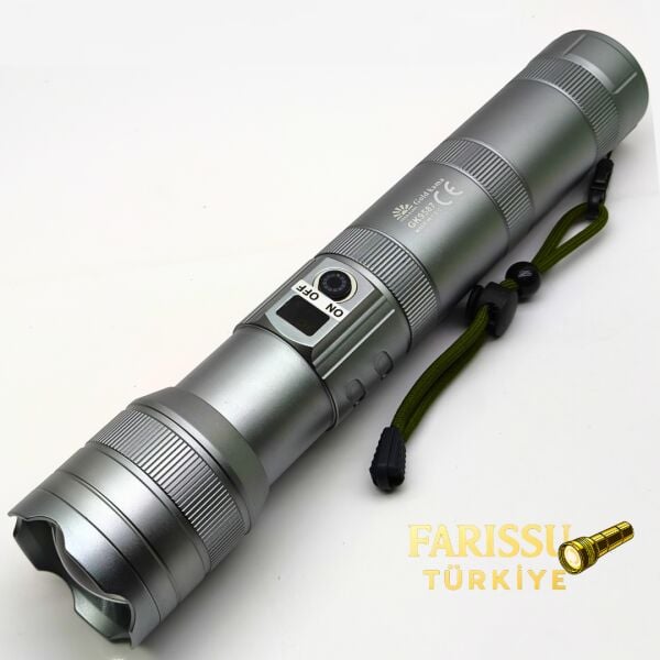 GK9587 LED Lazer Silindir El Feneri 13000 Lümen Type-C Şarjlı