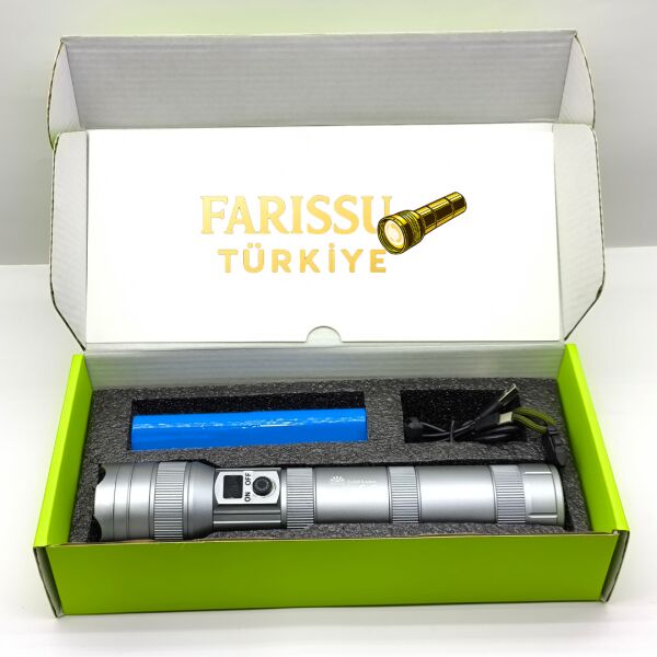 GK9587 LED Lazer Silindir El Feneri 13000 Lümen Type-C Şarjlı