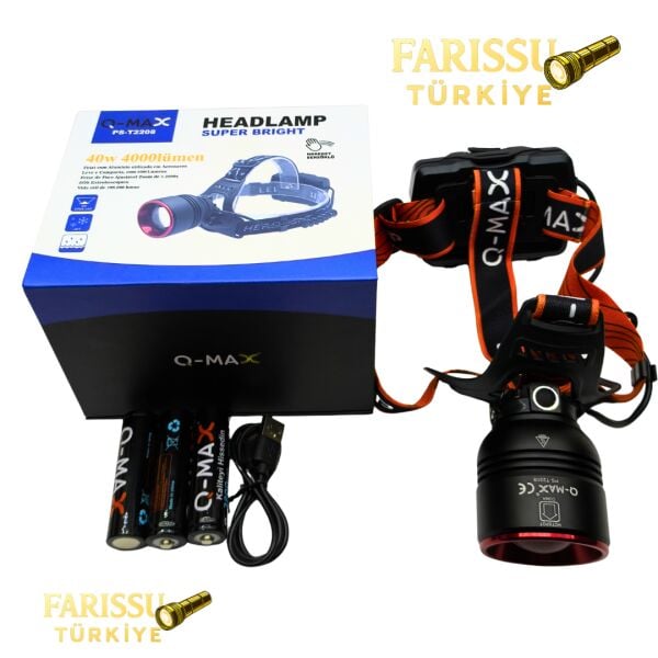 Süper Parlak 4000 Lümen Sensörlü Kafa Lambası - 40W Zoomlu Profesyonel Aydınlatma