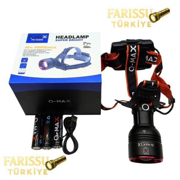 Süper Parlak 4000 Lümen Sensörlü Kafa Lambası - 40W Zoomlu Profesyonel Aydınlatma