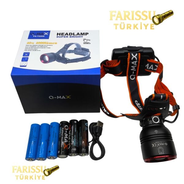 40W 4000 Lümen Sensörlü Kafa Lambası + 3 ADET YEDEK PİLLİ MEGA PAKET (Toplam 6 Pil)
