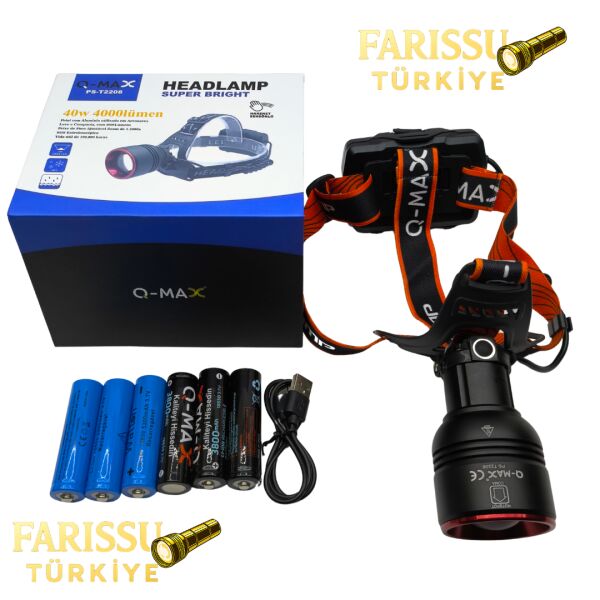 40W 4000 Lümen Sensörlü Kafa Lambası + 3 ADET YEDEK PİLLİ MEGA PAKET (Toplam 6 Pil)