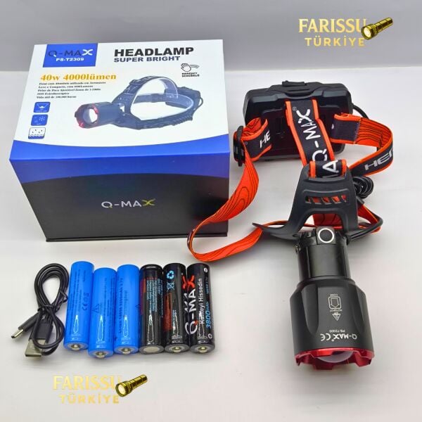 Profesyonel Kafa Lambası - 1500 Metre Etkili Menzil - Zoomlu & Sensörlü - Yedek Bataryalı Full Set