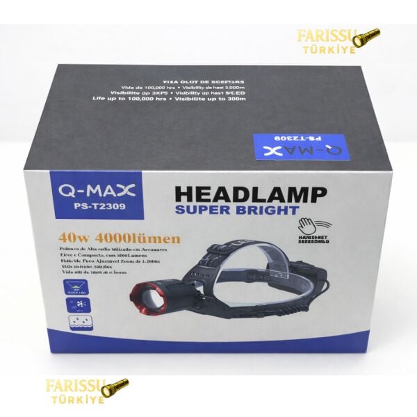 Profesyonel Kafa Lambası - 1500 Metre Etkili Menzil - Zoomlu & Sensörlü - Yedek Bataryalı Full Set