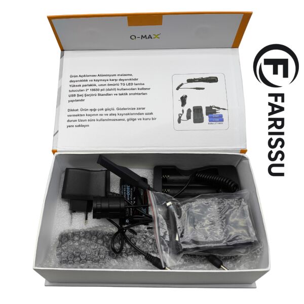 Profesyonel 20W 3000 Lümen Zoomlu Şarj Edilebilir El ve Tüfek Feneri Seti - 3000 Metre Menzilli