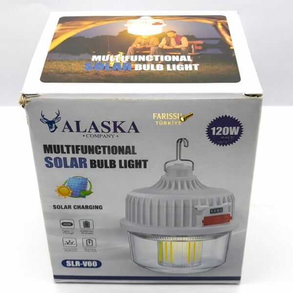 120W Güneş Enerjili Şarjlı LED Kamp Lambası - 4 Farklı Işık Modu, Su Geçirmez, 2400 mAh Çift Pilli