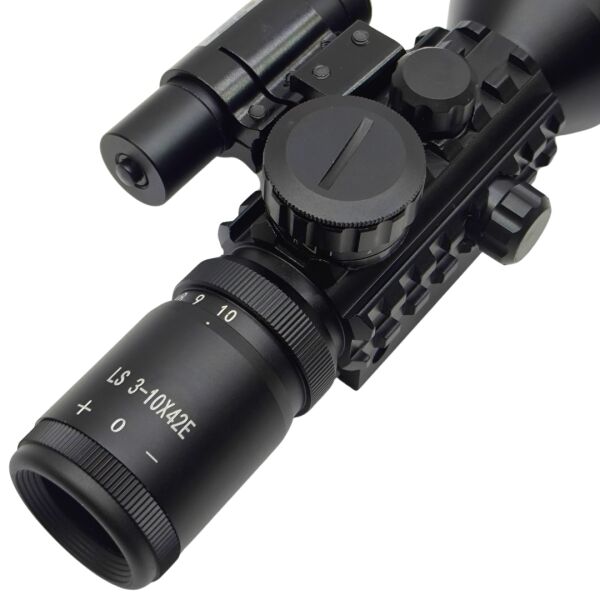 M9 LS3-10X42E Profesyonel Optik Nişangah Seti - 3-10x Yakınlaştırma, Işıklı Mil-Dot ve Entegre İşaretleyici Modülü